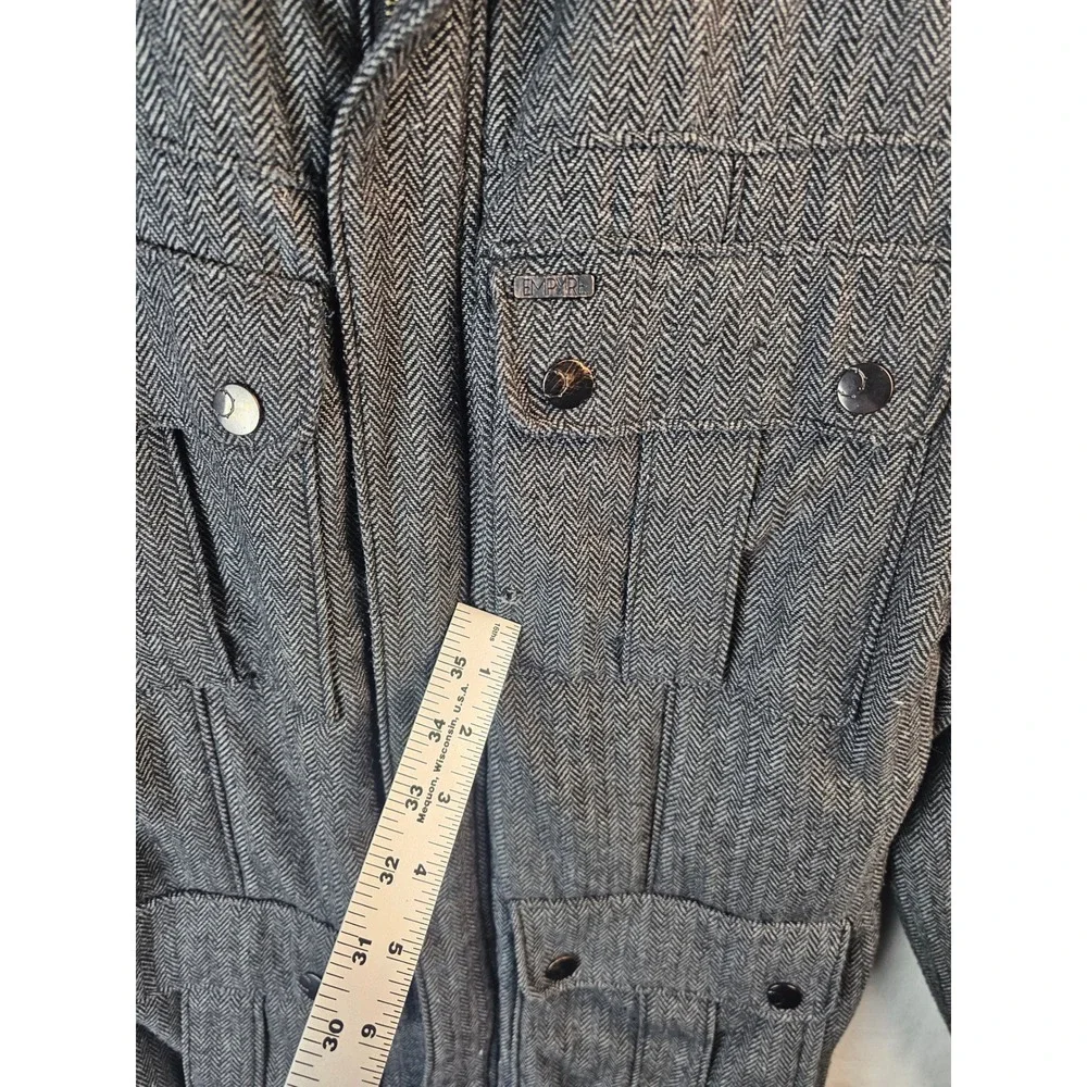 Empyre Mens Grey Herringbone Field Jacket Military Cargo Coat Medium RN96371